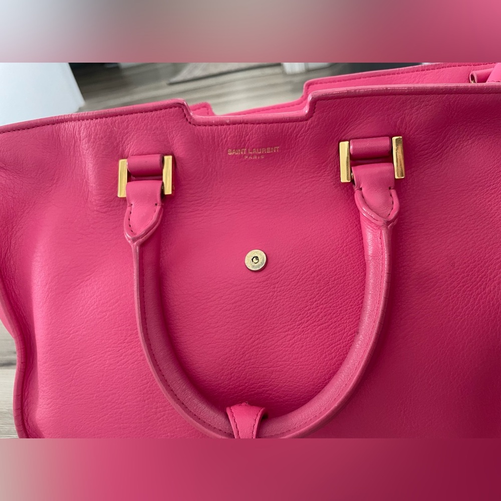 YSL Saint Laurent Classic Y Cabas Fuchsia Leather Satchel - Picture 9 of 16